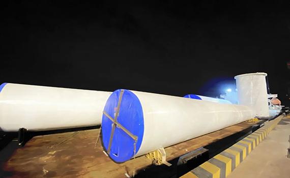 長春廣西防城港海上風電示范項目A場址二期首套塔筒順利發貨